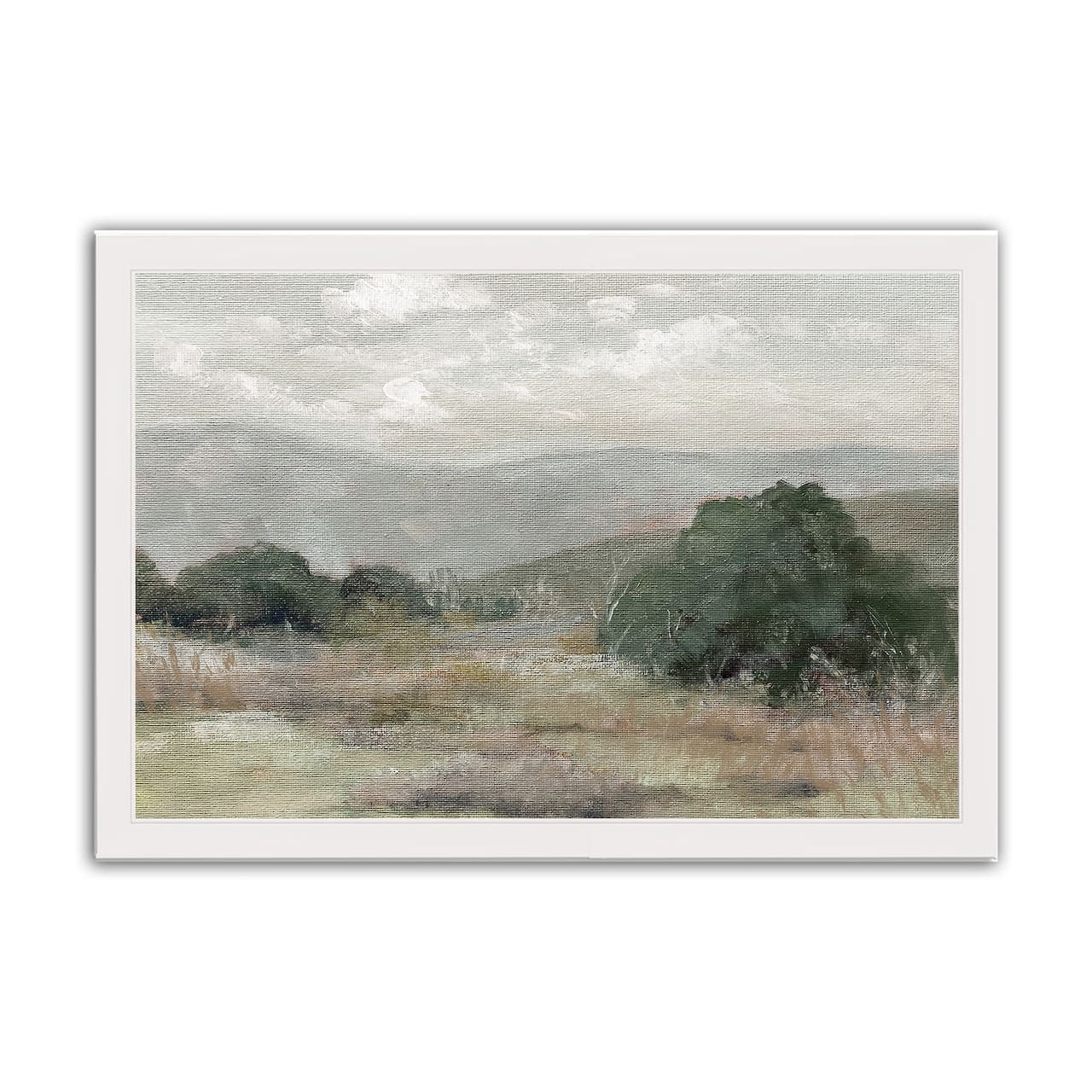 Textural Muted Landscape 20" x 30" White Framed Print Under Plexiglass